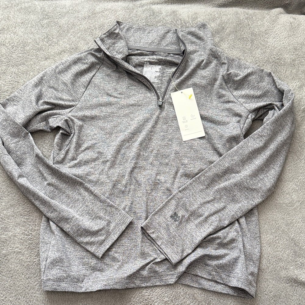 All In Motion Gray Quarter-Zip Performance Sweater